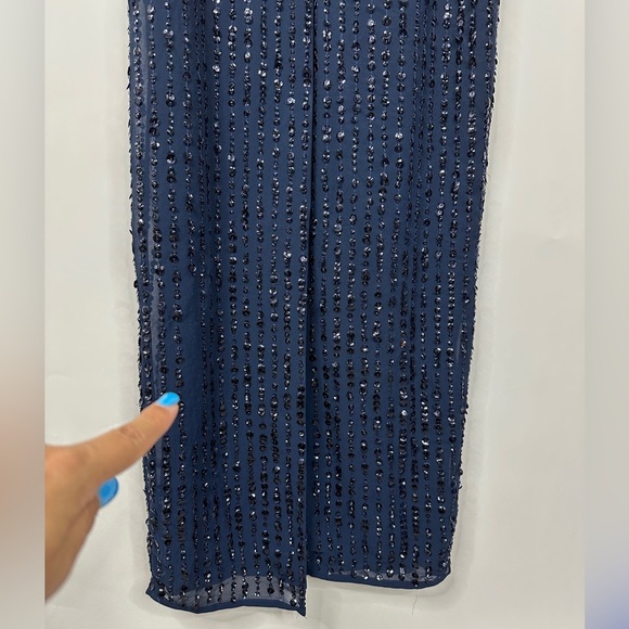 NWT MAC DUGGAL Dress 0 Evening Gown Sequin Beaded NEW Navy Blue Sleeveless #7967 - Picture 9 of 12